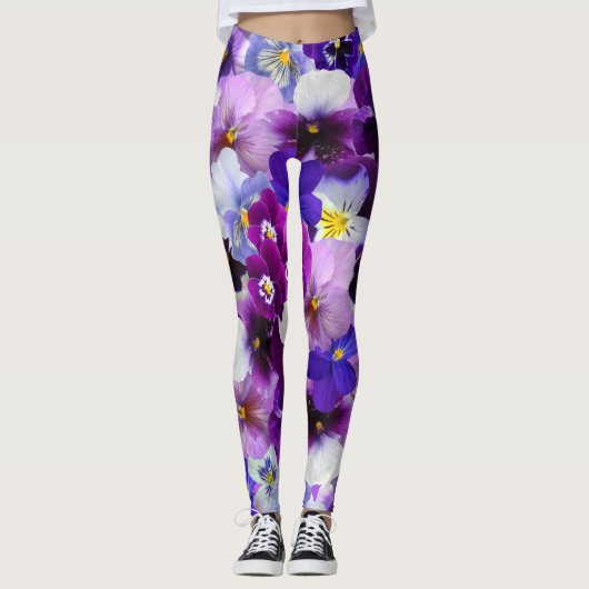 Lila Mohnblumen-Power! Leggings (Vorderseite)