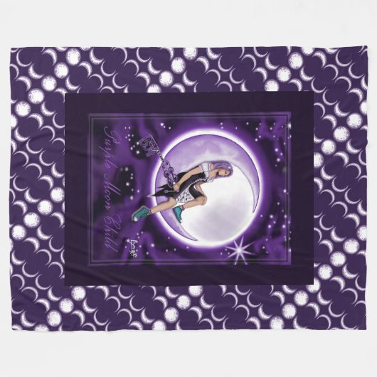 Lila Mohnkind Fleecedecke (Vorderseite (Horizontal))