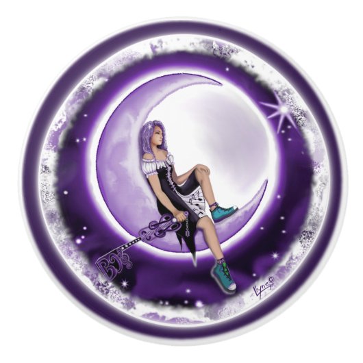 Lila Mohnkind Keramikknauf (Vorderseite)