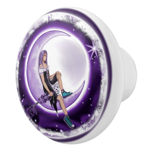 Lila Mohnkind Keramikknauf (Rechts)