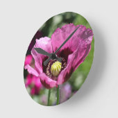 Lila Mohnmauer-Uhr Runde Wanduhr (Winkel)