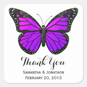 Lila Monarch Butterfly Wedding Danke Quadratischer Aufkleber