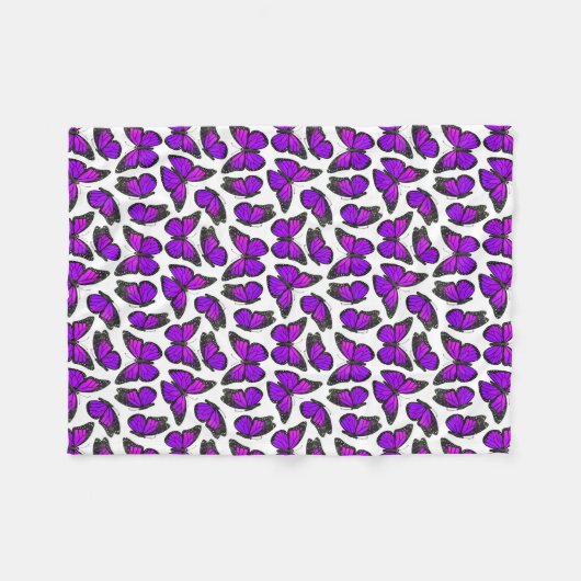 Lila Monarch-Schmetterlings-Muster Fleecedecke (Vorderseite (Horizontal))