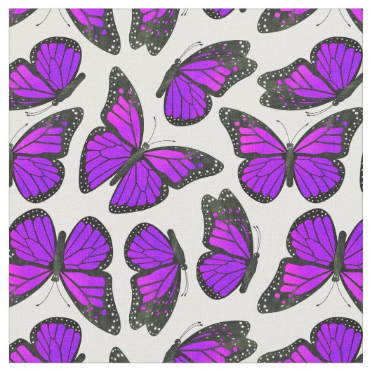 Lila Monarch-Schmetterlings-Muster Stoff (Nahaufnahme)