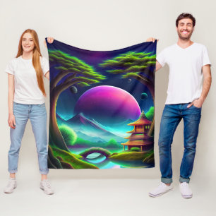 Lila Mond Fleecedecke