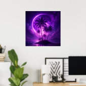 Lila Mond Insel Traumlandschaft Poster (Heimbüro)