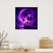 Lila Mond Insel Traumlandschaft Poster (Küche)