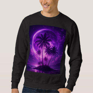 Lila Mond Insel Traumlandschaft Sweatshirt