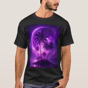 Lila Mond Insel Traumlandschaft T-Shirt