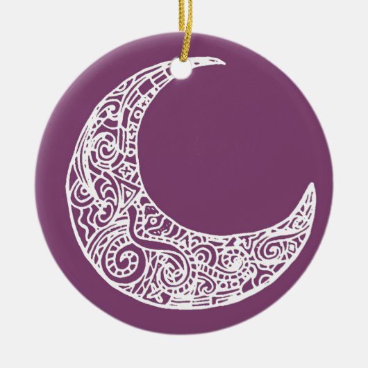 lila Mond Keramik Ornament (Vorne)