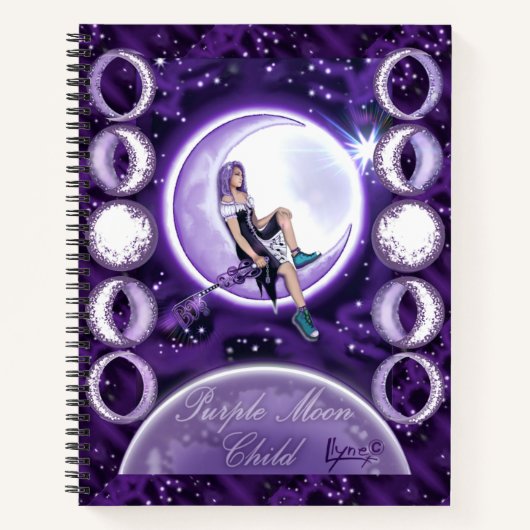 Lila Mond Kind Notizbuch (Vorderseite)
