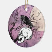 Lila Mond mit Kruge oder Raven und Schädel Keramik Ornament (Links)