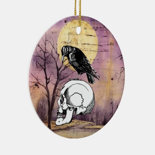 Lila Mond mit Kruge oder Raven und Schädel Keramik Ornament (Rechts)