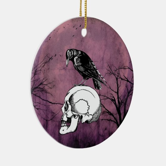 Lila Mond mit Kruge oder Raven und Schädel Keramik Ornament (Rechts)