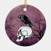 Lila Mond mit Kruge oder Raven und Schädel Keramik Ornament (Vorne)