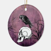Lila Mond mit Kruge oder Raven und Schädel Keramik Ornament (Links)