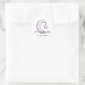Lila Mond Runder Aufkleber (Tasche)