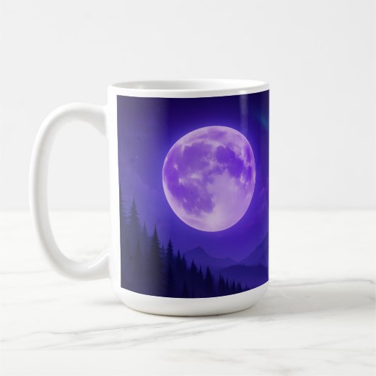 Lila Mond Serenity-Mauspad – Mitternachtsberg  Kaffeetasse (Links)
