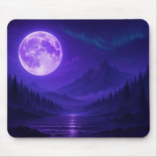 Lila Mond Serenity-Mauspad – Mitternachtsberg Mousepad