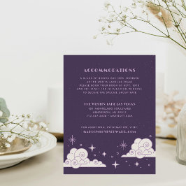 Lila Mond & Sterne Himmlische Hochzeitseinschluss Mitteilungskarte