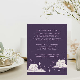 Lila Mond & Sterne Himmlische Hochzeitseinschluss Mitteilungskarte