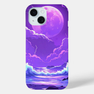 Lila Mond über dem Meer – Träumiger Nachthimmel iP Case-Mate iPhone Hülle