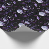 Lila Mond und Mond Geschenkpapier (Ecke)