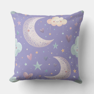Lila Mond und Wolken 20"x20" Kissen