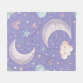 Lila Mond und Wolken Fleece Blanket (Vorderseite (Horizontal))