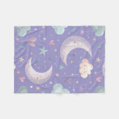 Lila Mond und Wolken Fleecedecke (Vorderseite (Horizontal))