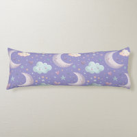 Lila Mond und Wolken Kissen