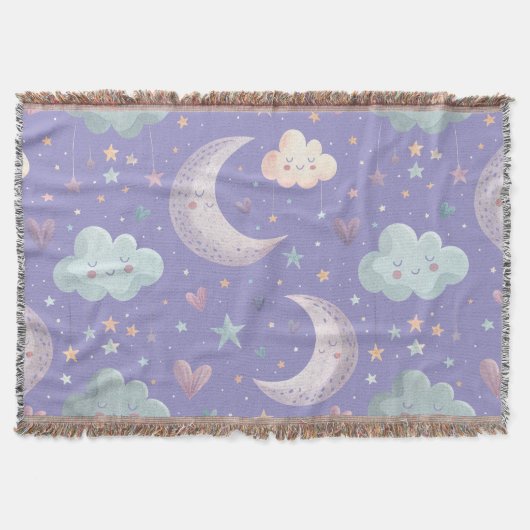Lila Mond und Wolkendecke Decke (Vorderseite)