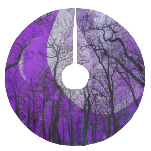 Lila Mond-Wald passen Farbbaumrock an Polyester Weihnachtsbaumdecke