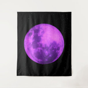 Lila Mond - Weltraumbahnhöfe Wandteppich