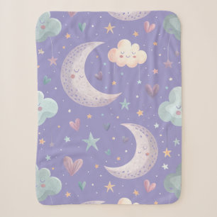Lila Mond & Wolken Kleiner Sherpa-Decke Sherpadecke