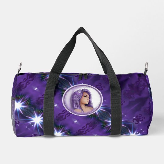 Lila Mondkind Duffle Bag (Rückseite)