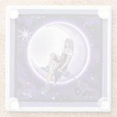 Lila Mondkind Glasuntersetzer (Rückseite)