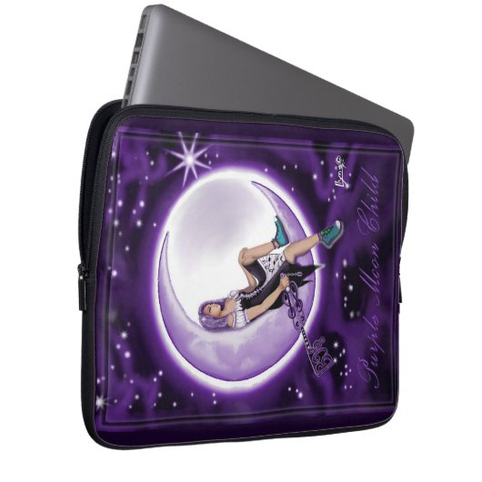Lila Mondkind Laptopschutzhülle (Vorne Rechts)
