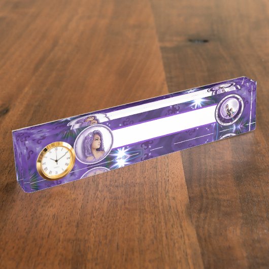 Lila Mondkind Namensplakette (Seite)