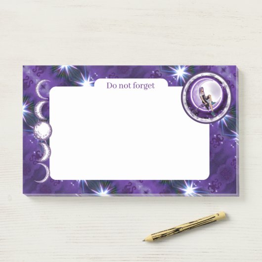 Lila Mondkind Post-it Klebezettel (Auf Schreibtisch)