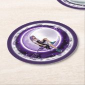 Lila Mondkind Runder Pappuntersetzer (Angewinkelt)