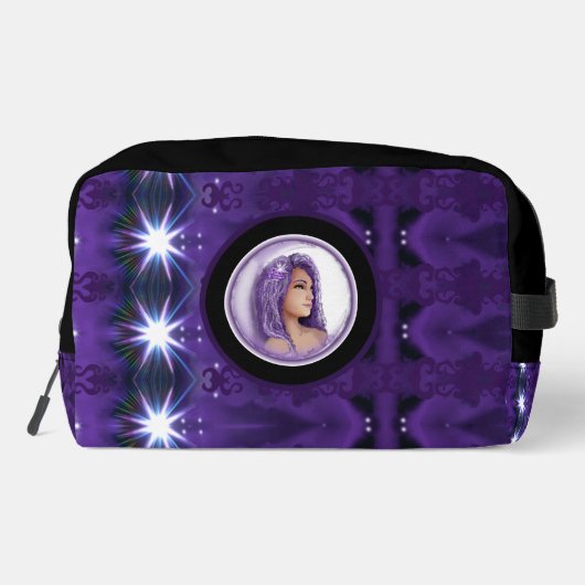 Lila Mondkind Waschbeutel (Rückseite)