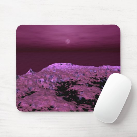 Lila Mondlandschaft auf ferne Welt Mousepad (Mit Mouse)