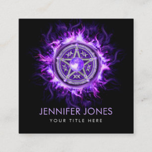 Lila MondPentagramm Quadratische Visitenkarte