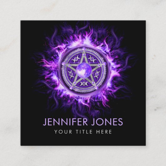 Lila MondPentagramm Quadratische Visitenkarte (Vorderseite)