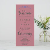 Lila Mondphasen Rose Gold Hochzeitsprogramm (Stehend Vorderseite)