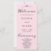 Lila Mondphasen Soft Pink Hochzeitsprogramm (Vorderseite)