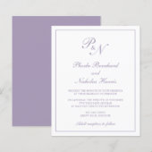 Lila Mongram Hochzeitseinladung (Vorne/Hinten)