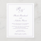 Lila Mongram Hochzeitseinladung (Vorderseite)