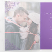 Lila Mono Art Foto Hochzeit Dreifach-gefaltete Programmkarte (Innen Erste Seite)